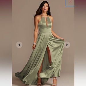 DAVIDS BRIDAL, charmeuse keyhole crisscross bridesmaid dress size 6 NEVER WORN